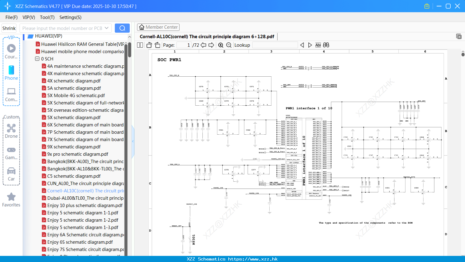 Huawei Cornell-AL10C(cornell) The Circuit Principle Diagram 6+128